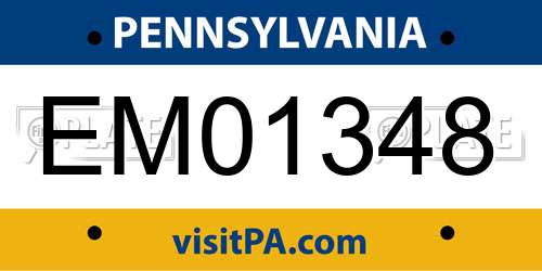 EM01348 Pennsylvania License Plate