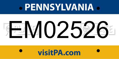 EM02526 Pennsylvania License Plate
