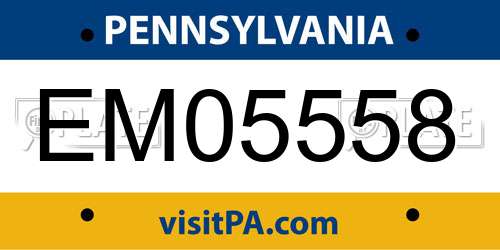EM05558 Pennsylvania License Plate