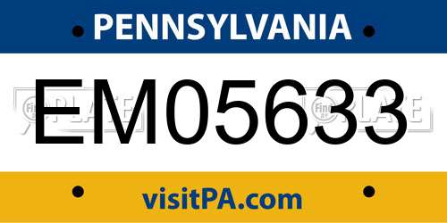 EM05633 Pennsylvania License Plate