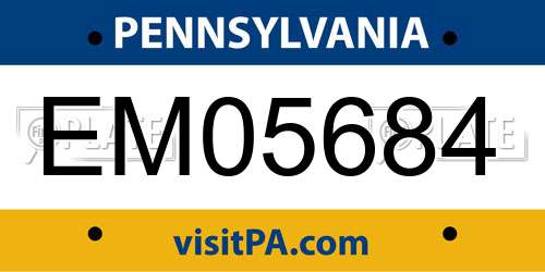 EM05684 Pennsylvania License Plate