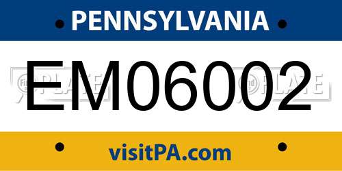 EM06002 Pennsylvania License Plate
