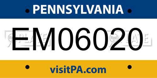 EM06020 Pennsylvania License Plate