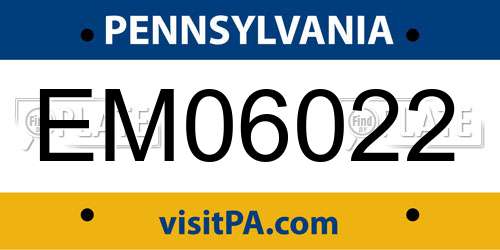 EM06022 Pennsylvania License Plate