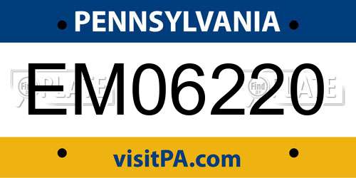 EM06220 Pennsylvania License Plate