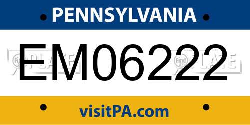 EM06222 Pennsylvania License Plate