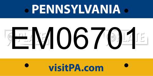 EM06701 Pennsylvania License Plate