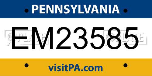 EM23585 Pennsylvania License Plate