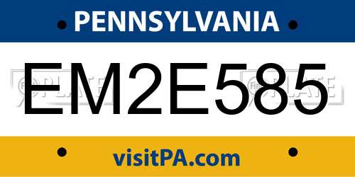 EM2E585 Pennsylvania License Plate