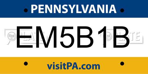 EM5B1B Pennsylvania License Plate