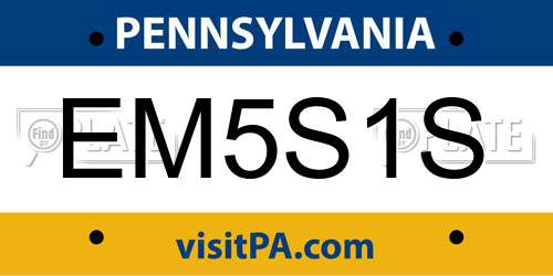 EM5S1S Pennsylvania License Plate