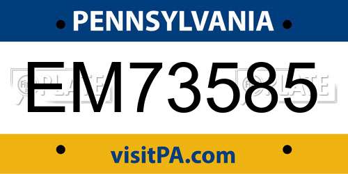 EM73585 Pennsylvania License Plate