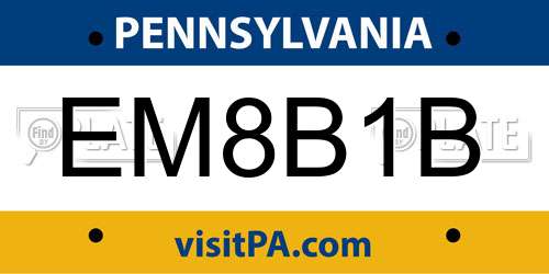 EM8B1B Pennsylvania License Plate