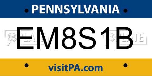 EM8S1B Pennsylvania License Plate