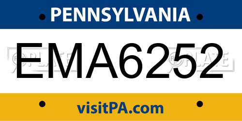 EMA6252 Pennsylvania License Plate