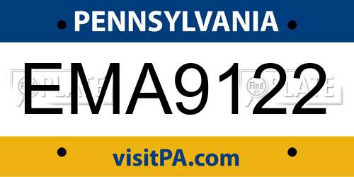 EMA9122 Pennsylvania License Plate