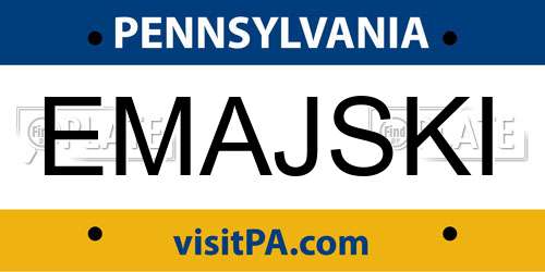EMAJSKI Pennsylvania License Plate