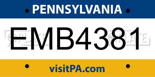 EMB4381 Pennsylvania License Plate