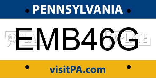 EMB46G Pennsylvania License Plate