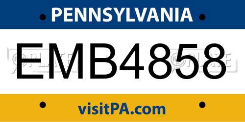 EMB4858 Pennsylvania License Plate