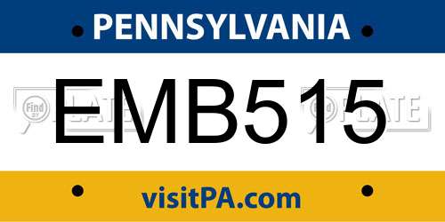 EMB515 Pennsylvania License Plate