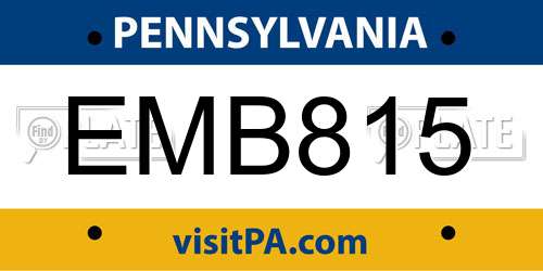 EMB815 Pennsylvania License Plate