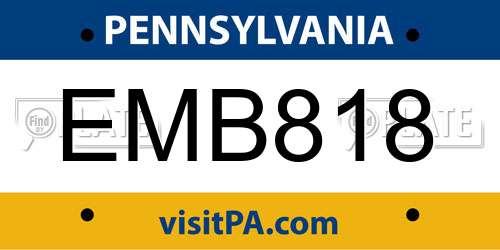 EMB818 Pennsylvania License Plate