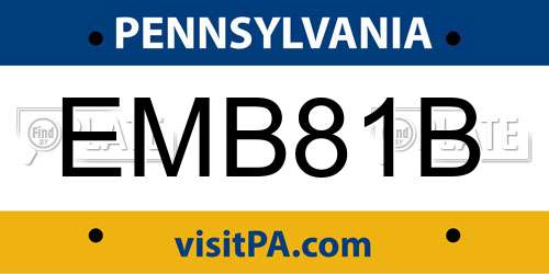 EMB81B Pennsylvania License Plate
