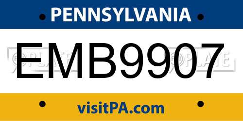 EMB9907 Pennsylvania License Plate