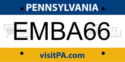 EMBA66 Pennsylvania License Plate