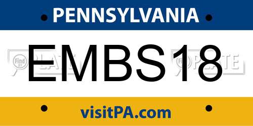 EMBS18 Pennsylvania License Plate