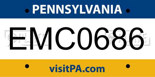 EMC0686 Pennsylvania License Plate