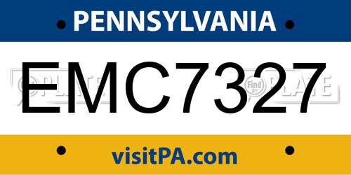 EMC7327 Pennsylvania License Plate
