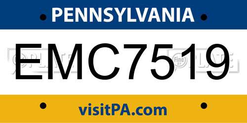EMC7519 Pennsylvania License Plate