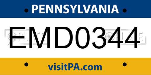 EMD0344 Pennsylvania License Plate