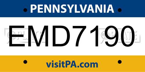 EMD7190 Pennsylvania License Plate