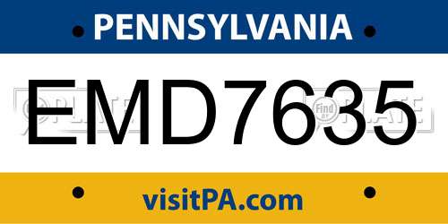 EMD7635 Pennsylvania License Plate