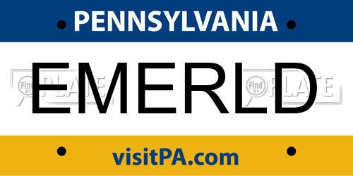 EMERLD Pennsylvania License Plate