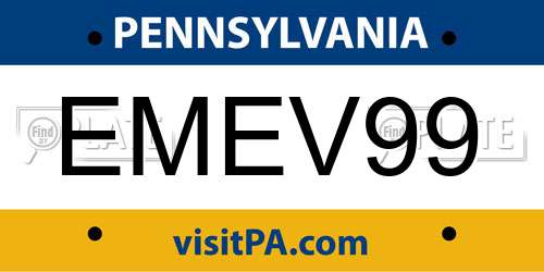 EMEV99 Pennsylvania License Plate