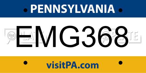 EMG368 Pennsylvania License Plate