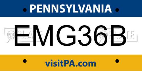EMG36B Pennsylvania License Plate