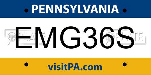 EMG36S Pennsylvania License Plate