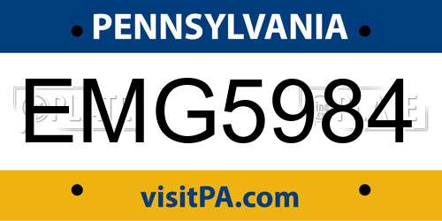 EMG5984 Pennsylvania License Plate