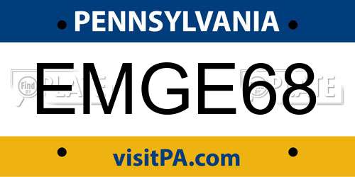 EMGE68 Pennsylvania License Plate