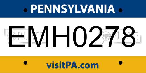 EMH0278 Pennsylvania License Plate