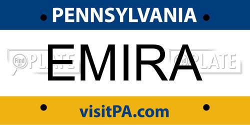 EMIRA Pennsylvania License Plate