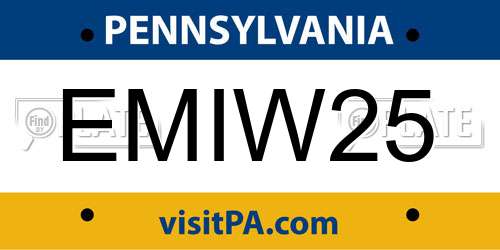 EMIW25 Pennsylvania License Plate