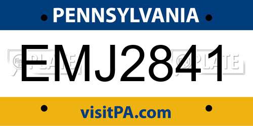 EMJ2841 Pennsylvania License Plate