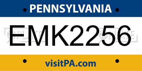 EMK2256 Pennsylvania License Plate