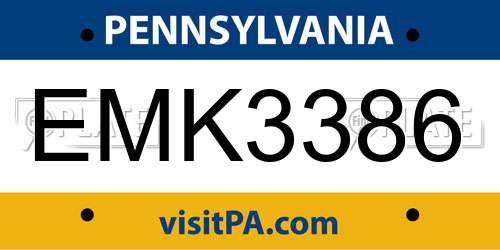 EMK3386 Pennsylvania License Plate